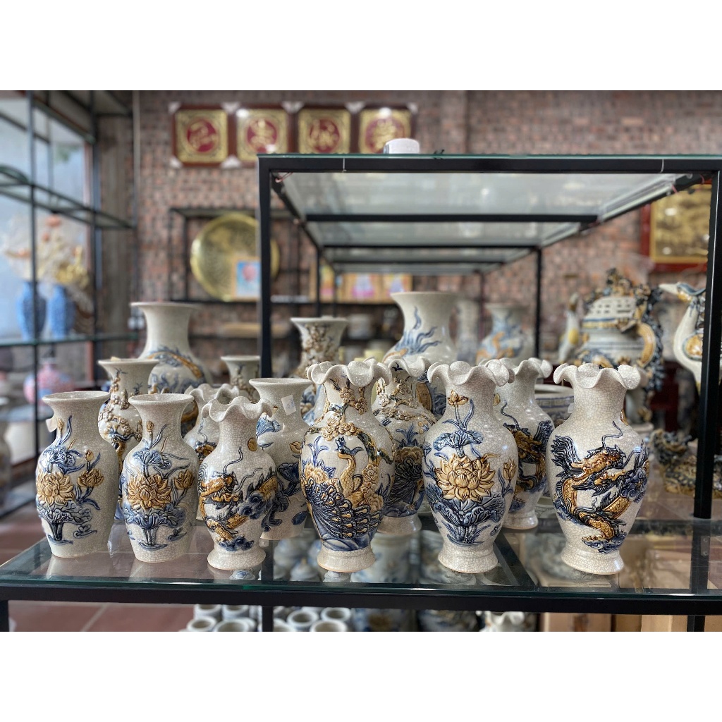 Lọ Hoa Men Rạn Gốm Bát Tràng h23