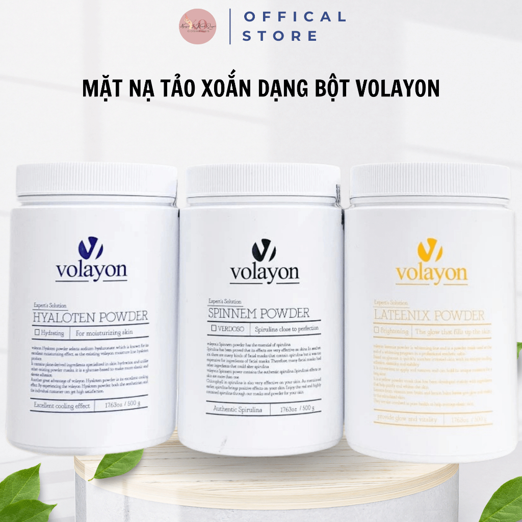 Mặt nạ tảo xoắn dạng bột Volayon ủ trắng cao cấp 100gr-500gr