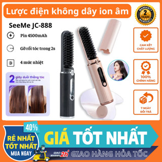 Lược Điện Chải Tóc Không Dây Ion Âm SeeMee Tạo Kiểu Vào Nếp Chăm Sóc Tóc Luôn Mượt Mà 4 Mức Nhiệt