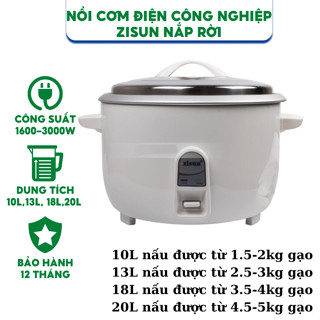 Nồi cơm điện công nghiệp KHÔNG CHỐNG DÍNH ZISUN 10L, 13L, 18L, 20L - Hàng Chính Hãng