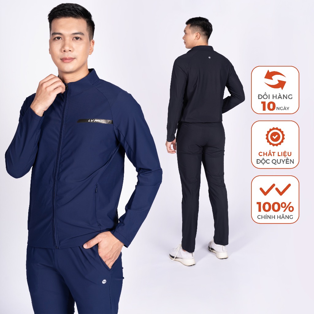 Bộ Thể Thao Nam LV24W04M501 Livan Sport Áo Khoác 1 Lớp Mỏng Co Giãn Nhẹ & Quần Gió Dáng Suông Mặc Đi