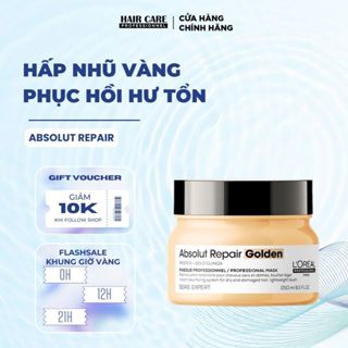 HẤP NHŨ VÀNG PHỤC HỒI HƯ TỔN VÀ TÁI TẠO BỀ MẶT SỢI TÓC LOREAL ABSOLUT REPAIR GOLDEN 250ML/500ML