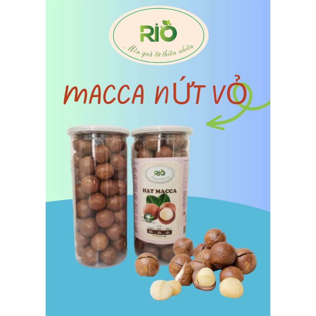 Hạt Macca nứt vỏ RiO 500g, Hạt macca daklak loại 1, ngon giòn