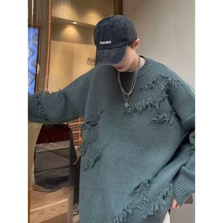  Áo len sweater nam nữ rách cổ tròn dáng rộng áo len đôi unisex nam nữ form rộng thời trang ulzzang cá tính  Có sẵn  