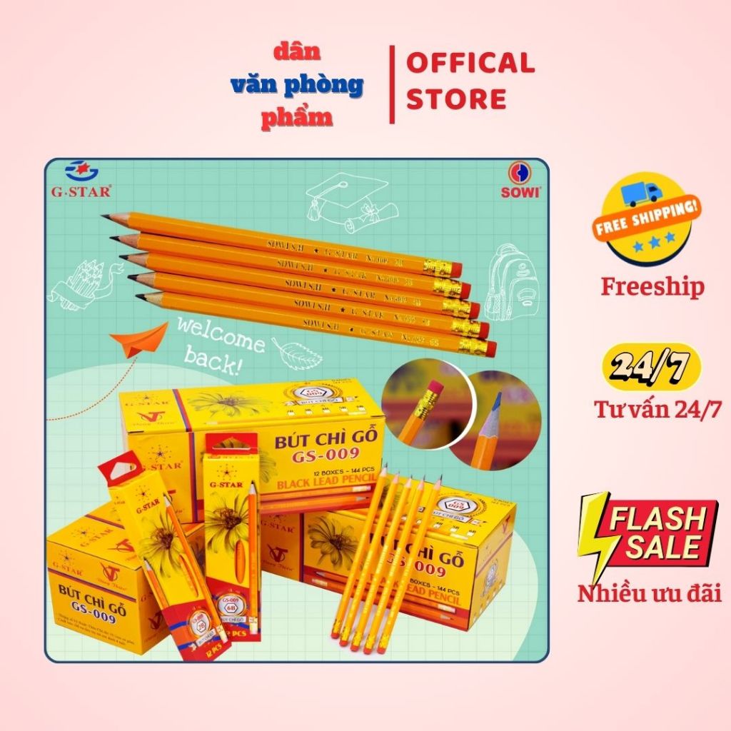 Combo 3 chiếc bút chì gỗ ( 2B, 3B, 4B, 5B, 6B ) GSTAR 009
