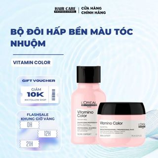 DẦU GỘI VÀ DẦU HẤP GIỮ MÀU TÓC NHUỘM VÀ DƯỠNG TÓC MỀM MƯỢT VITAMINO COLOR LOREAL  100ML/75ML