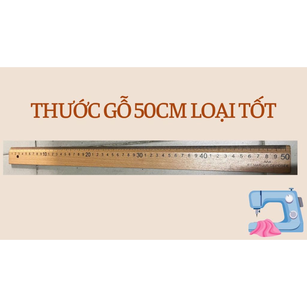 THƯỚC GỖ 50CM LOẠI TỐT