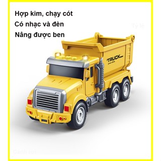  Đồ chơi xe ô tô tải nâng được ben bằng hợp kim và nhựa có nhạc và đèn kích thước  lớn chạy cót 