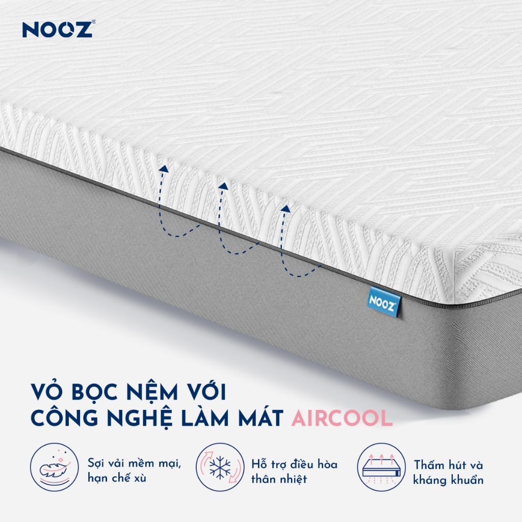 Nệm Foam NOOZ Comfy Latex 100% Đệm Cao Su Thiên Nhiên Kết Hợp Than Hoạt Tính NOOZ Home Goods