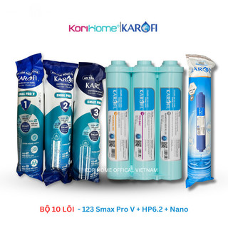  Combo 10 lõi lọc nước Karofi  123 + cụm HP6.2 + Nano  cho máy KAD-D66  không màng RO  