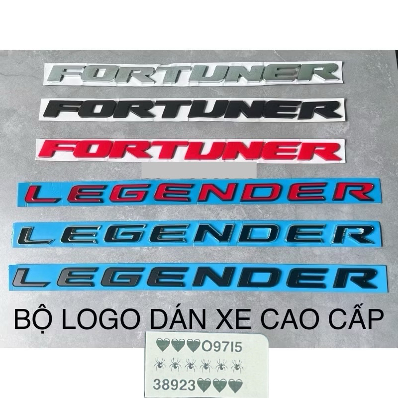 LOGO CHỮ FORTUNER LEGENDER CAO CẤP GIÁ RẺ 3 màu
