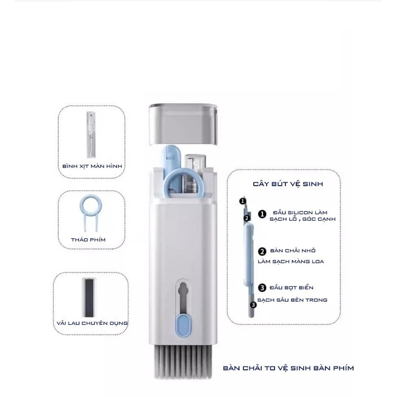 Bộ vệ sinh bàn phím đa năng 7 trong 1 dùng cho Laptop, Bàn phím, Tai nghe, Máy ảnh... | BigBuy360 - bigbuy360.vn