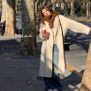 KAH36 Áo khoác dạ nữ dáng mangto dài cổ vest 6 khuy basic thanh lịch phong cách Hàn Quốc