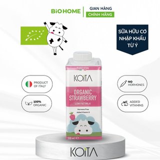 Sữa tươi hữu cơ vị dâu ít béo Koita 200ml