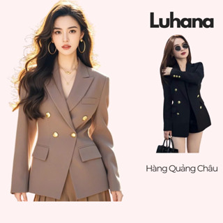 Áo Vest Nữ LUHANA Phối Khuy Đồng Có Đệm Vai Blazer Form Rộng Có Bigsize Phong Cách Thanh Lịch Cho Mùa Thu Đông - LV20