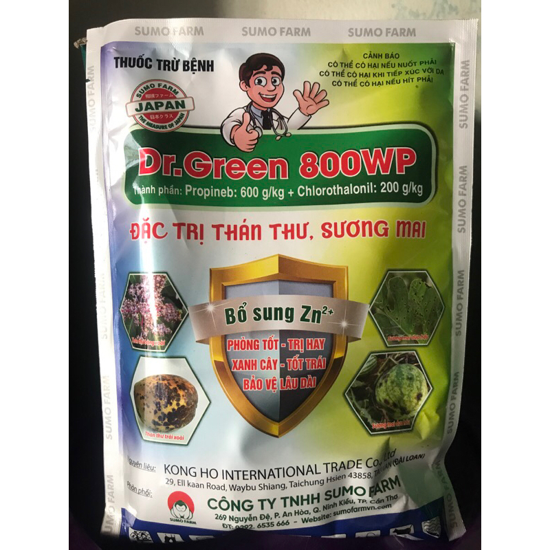 Dr.Green 800wp(propineb+chlorothalonil)thán thư,sương mai gói250gr