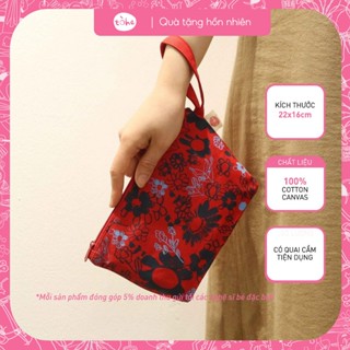 Ví vải có đáy Tòhe tiện dụng hoạ tiết Ngôi sao Việt Nam, dùng đựng mỹ phẩm, điện thoại, chìa khoá, làm quà tặng