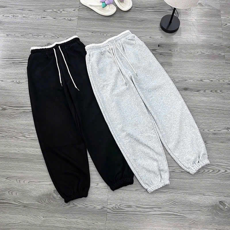 Quần Bo Gấu, Quần Jogger Nam Nữ Chất Nỉ Dày Dặn Pha Cạp Trắng,Quần Jogger Nỉ Mùa Đông