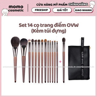 Bộ cọ trang điểm OVW lông dê lông thú 14 cây (kèm túi đựng)