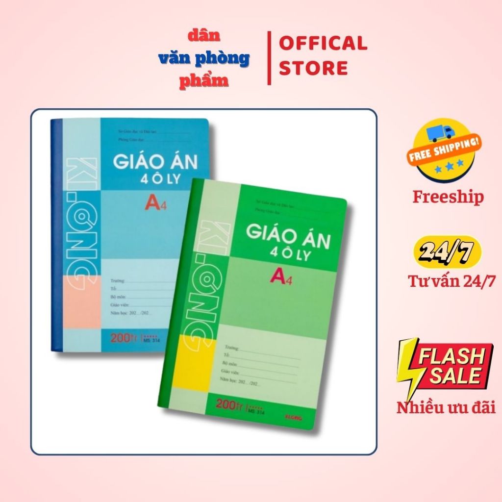 Vở giáo án ô ly - 200 trang Khổ A4 KLONG Ms 314 (T4)