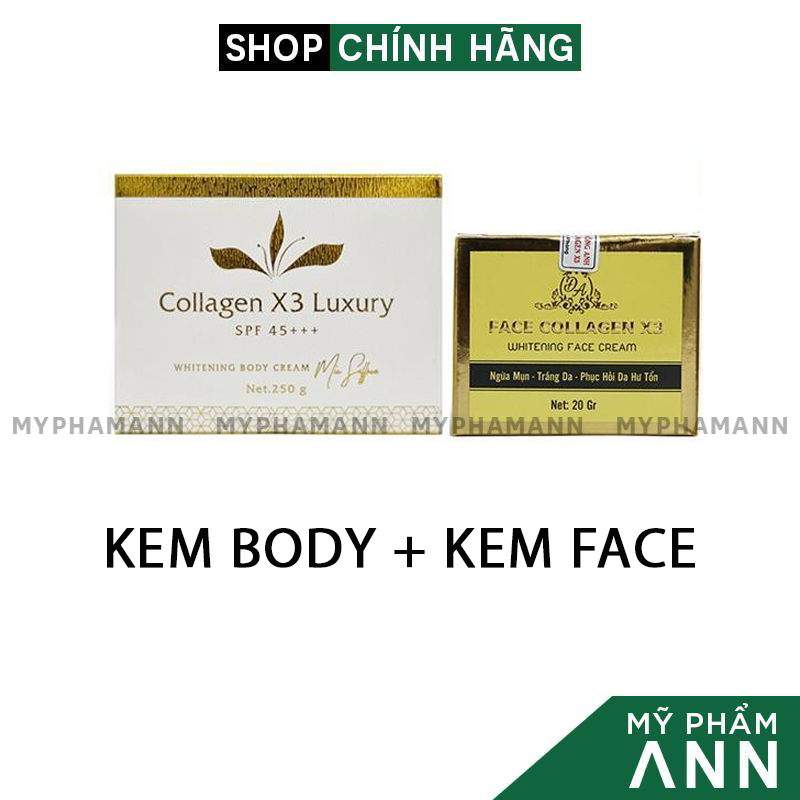 Kem Body Collagen X3 Luxury và Kem Face Colagen X3 dưỡng trắng da Mỹ Phẩm Đông Anh