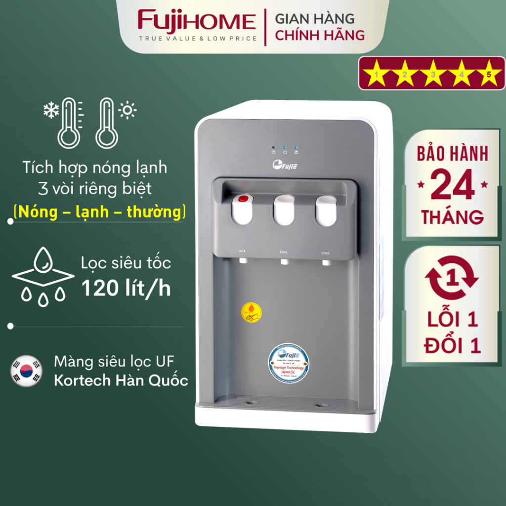 Máy lọc nước nóng lạnh UF 4 cấp Nhập Khẩu FUJIHOME, bộ thiết bị bình lọc nước uống trực tiếp block