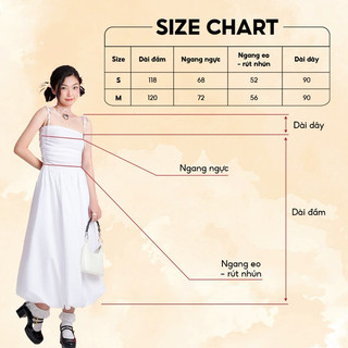đầm 2s dây babydoll dáng dài midi dottie size S