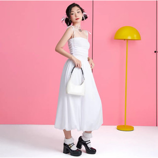 đầm 2s dây babydoll dáng dài midi dottie size S