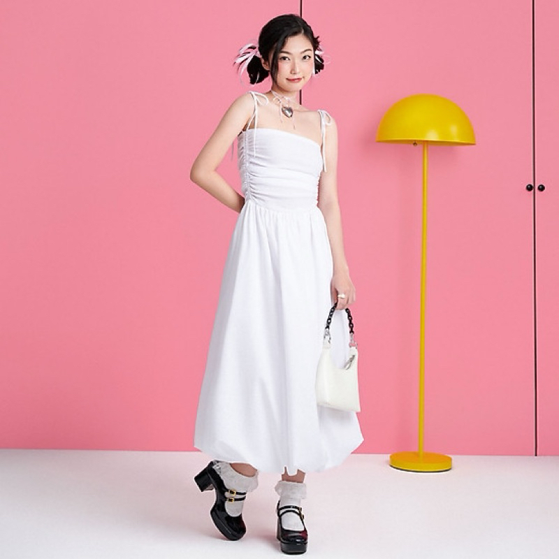 đầm 2s dây babydoll dáng dài midi dottie size S