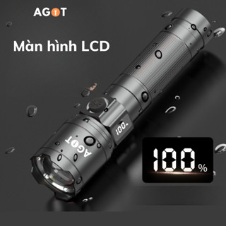 Đèn pin cầm tay siêu sáng AGOT màn hình LCD hiển thị pin, Bấc đèn nhập khẩu