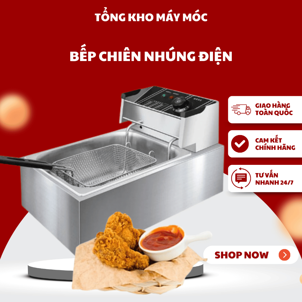 Bếp Chiên Nhúng Điện, Nồi Chiên Điện Inox Siêu Bền 6L, 12L Inox Cao Cấp Bảo Hành 12 Tháng HÀNG CÓ SÃN
