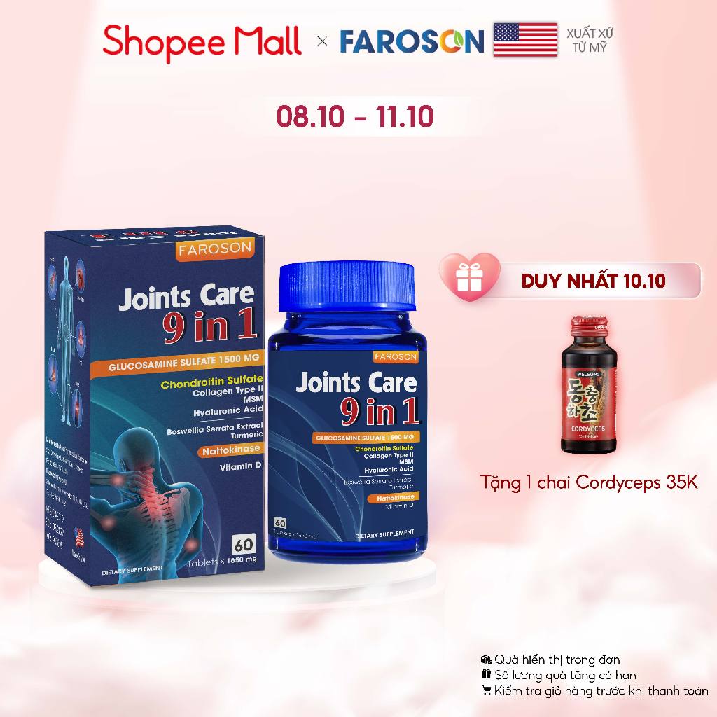 Viên uống xương khớp Glucosamine Faroson Joints Care 9 in 1​ 60 viên
