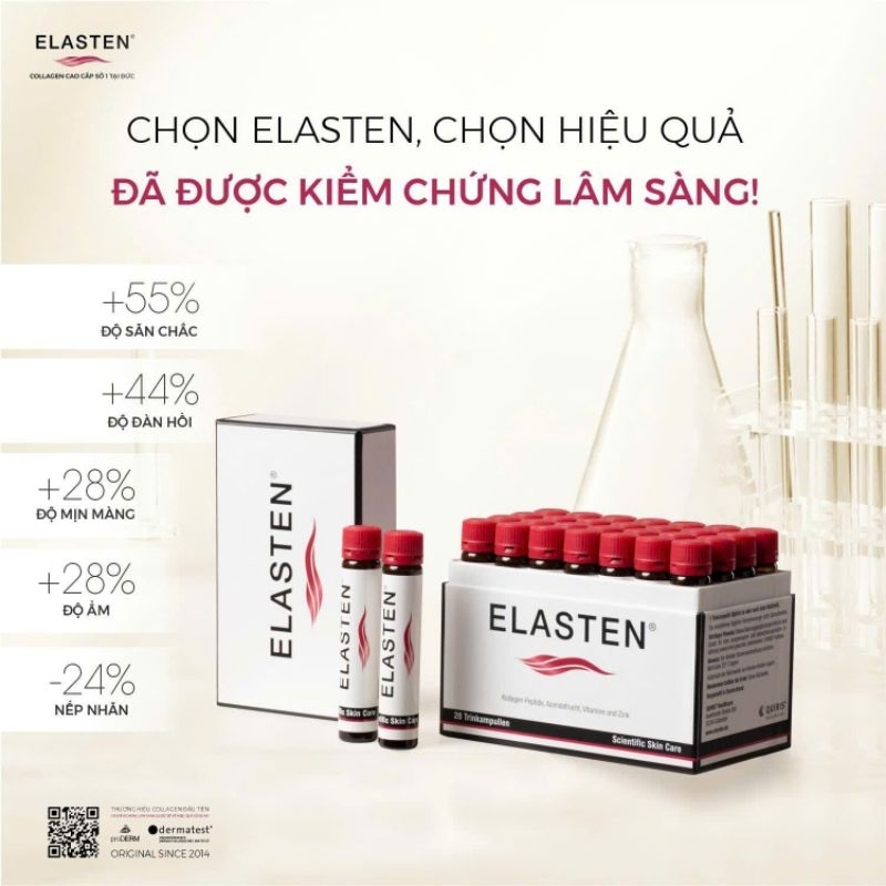 Hộp 28 ống nước uống đẹp da -COLLAGEN ELASTEN (số 1 tại ĐỨC) [Nhập khẩu chính hãng ]