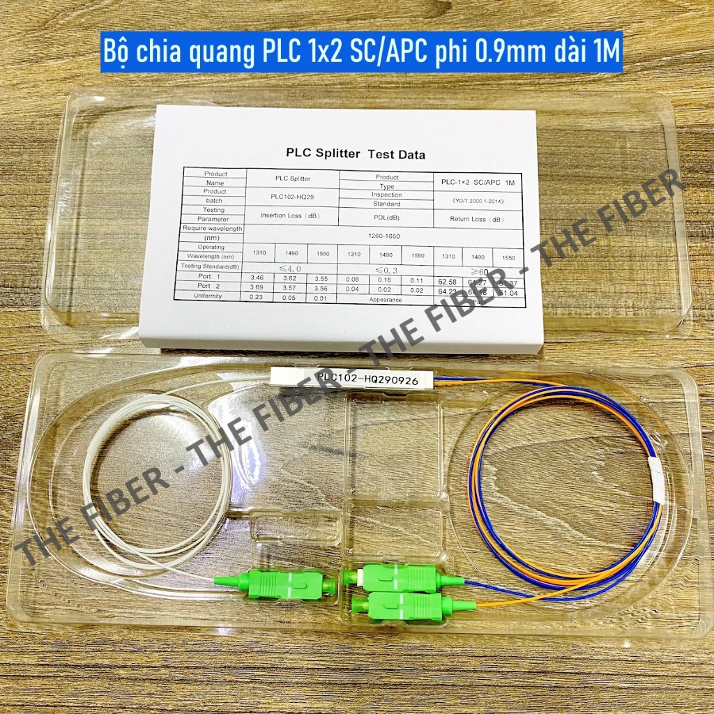 Bộ chia quang PLC 1x2 SC/APC dài 1M phi 0.9mm