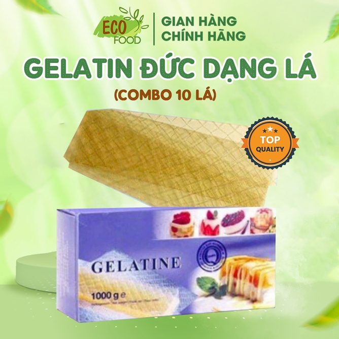 Gelatin Lá 🔥Chính Hãng Đức🔥 Combo 10 lá Gelatin, Làm Thạch, Bánh Mouse, Cheese Cake - EcoFood