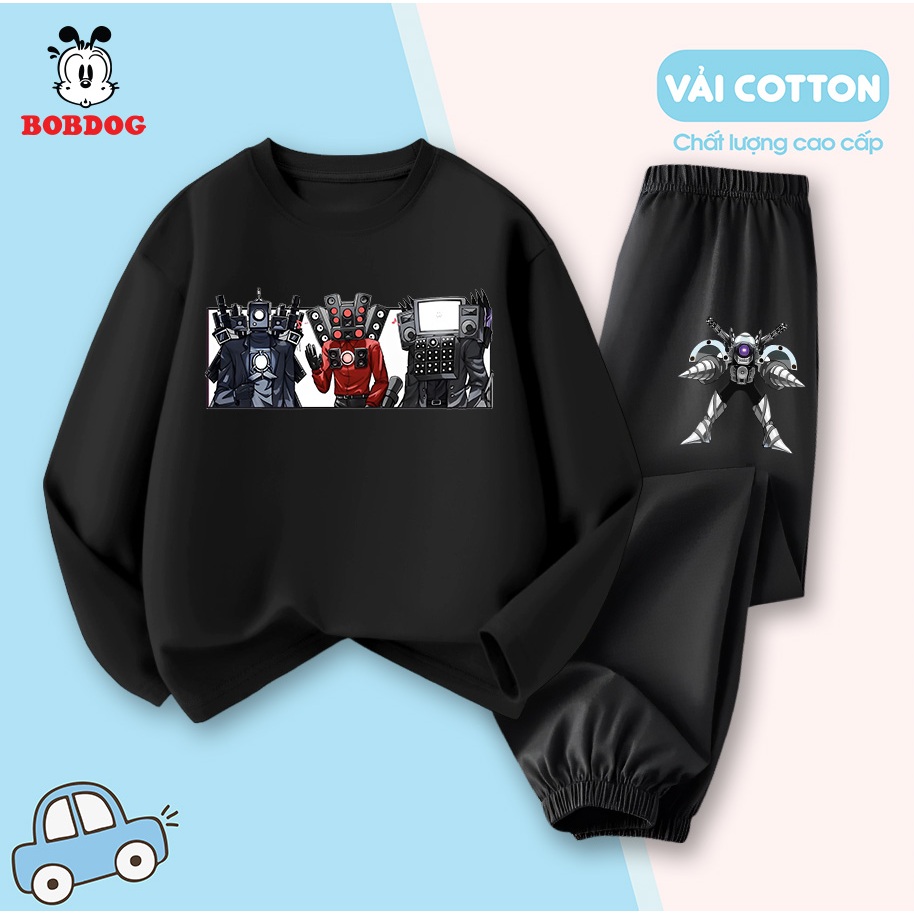 Bộ đồ thu đông dài tay cho bé trai BOBDOG chất thun cotton co giãn in hình cute cho bé TW-KS16-KS17