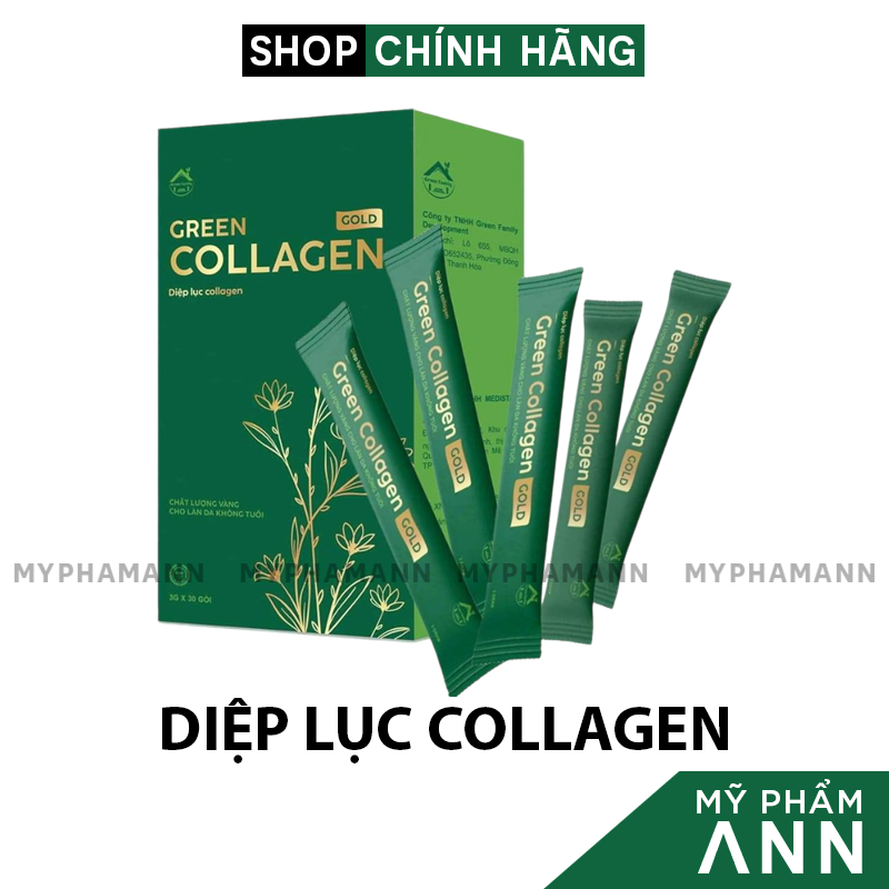 Diệp Lục Collagen Gold Hộp Lớn 30gói Chính Hãng - Collagen Diệp Lục Hỗ Trợ Đẹp Da