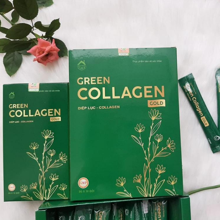 Diệp Lục Collagen Gold Hộp Lớn 30gói Chính Hãng - Collagen Diệp Lục Hỗ Trợ Đẹp Da