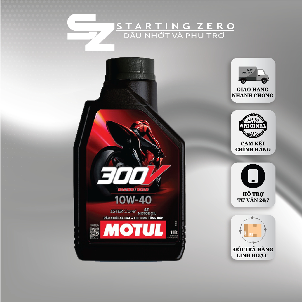 Dầu nhớt tổng hợp Motul 300v 10w40 tem 1 lớp
