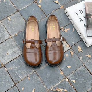 [ SẴN HÀNG ] Giày búp bê retro phong cách nữ sinh Nhật Bản (form rộng, chốt lùi size)