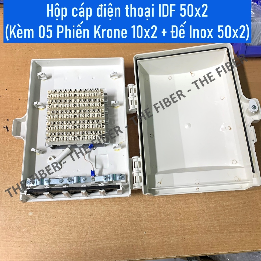 Hộp cáp điện thoại IDF 50x2 (Kèm 05 Phiến Krone 10x2 + Đế Inox 50x2)