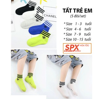 Tất cho bé 1 tuổi đến 15 tuổi  COMBO 5 ĐÔI Chất liệu Cotton cao cấp mềm mại co giãn dễ chịu