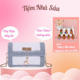 Túi Handmade, túi tự đan đầy đủ phụ kiện đan len Bag Nữ Đeo Chéo Đeo Vai