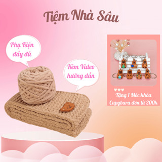 Set nguyên liệu đan khăn len nhung đũa, mềm mại (Có video hướng dẫn kèm theo)