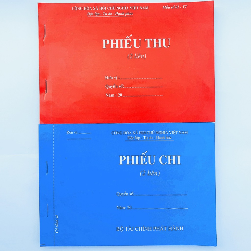 Phiếu thu, Phiếu chi A5 2 liên 60 tờ, 100 tờ