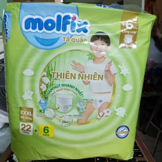 (Tặng 6 miếng)Tã Molfix quần XXXL22+6 miếng thiên nhiên an toàn bông tự nhiên  (20kg - 35kg)