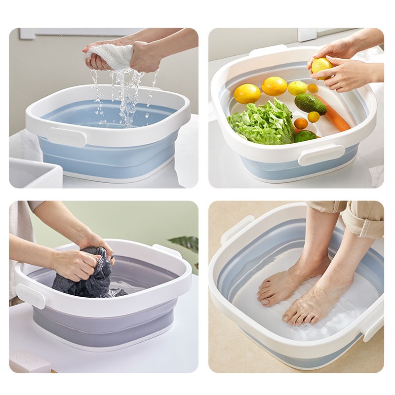  Chậu gấp gọn silicon đa năng. Chậu gấp gọn giặt quần áo thau rửa tay rửa mặt- Chậu rửa hoa quả gấp gọn 