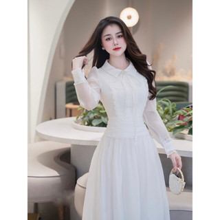 Váy maxi tơ mềm cổ bèo