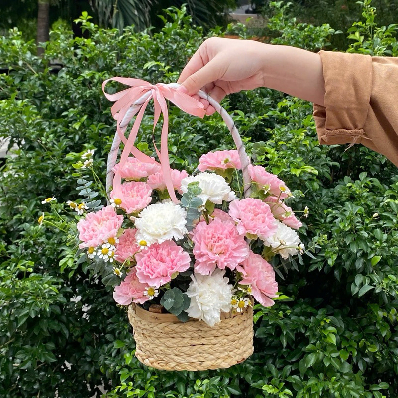 Giỏ Hoa Tươi Phăng Hồng