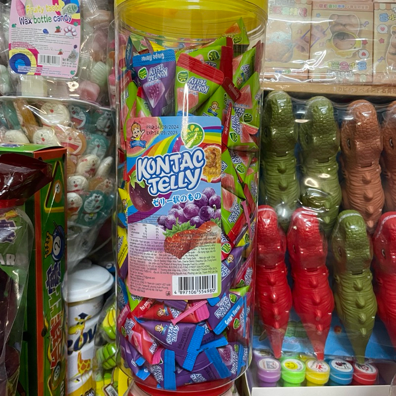 Thạch tam giác Konjac Jelly mix vị hoa quả(lọ 160 cái)